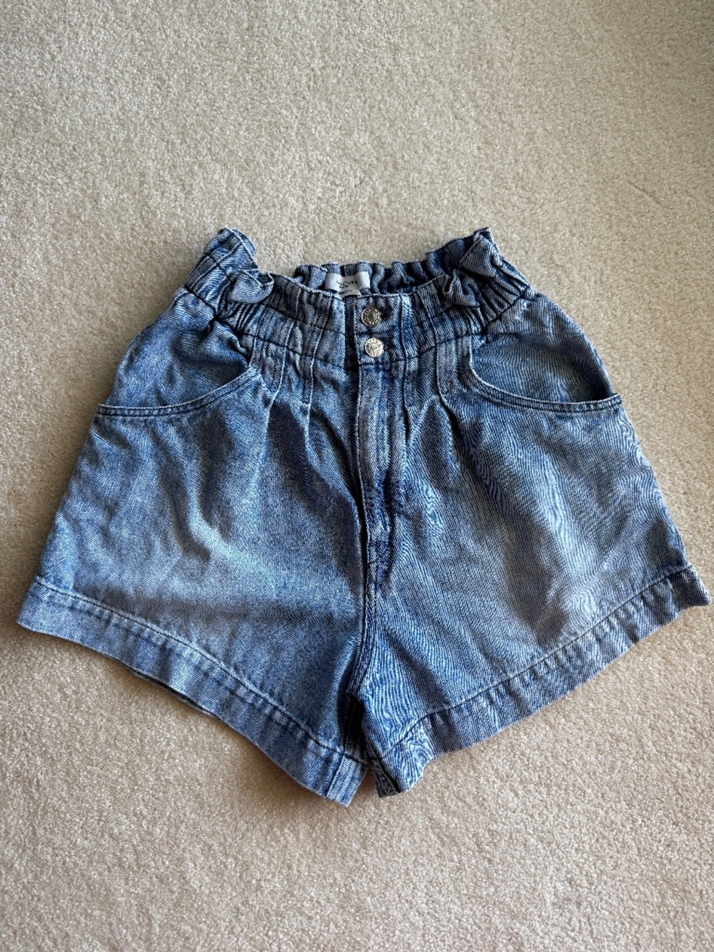 Isabel Marant Étoile "Titea" (or "Itea") Denim Paperbag Shorts.